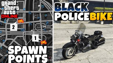 NEW BLACK POLICE BIKE SPAWN LOCATIONS WITH MAP in GTA 5 Online (SUPER RARE VEHICLE!) - YouTube