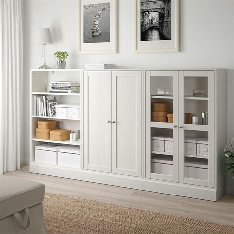 HAVSTA Storage combination w glass-doors, white, 243x37x134 cm - IKEA ...