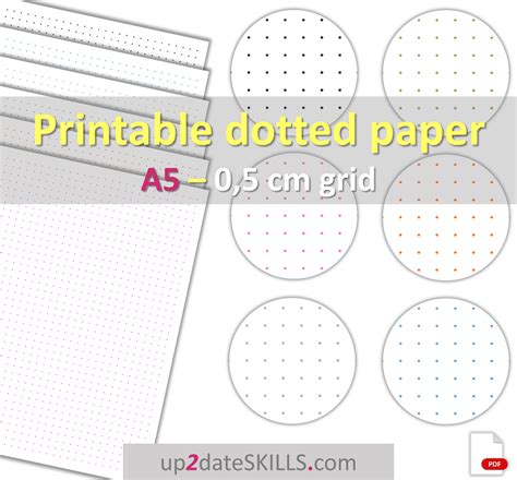 Printable dot grid paper 0.5cm-grid – A5-size - up2dateskills