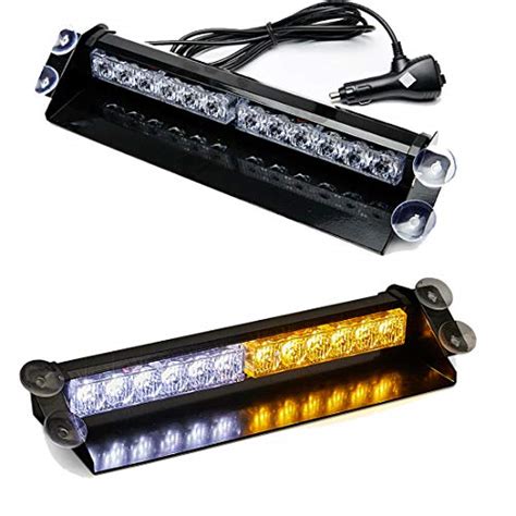 Xprite 16 LED White Windshield Dash Emergency Strobe Lights w/Suction Cups for Law Enforcement ...