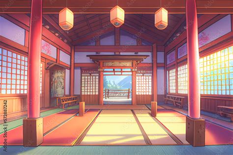 Fantasy Japanese's shrine anime style wallpaper. Stock Illustration | Adobe Stock