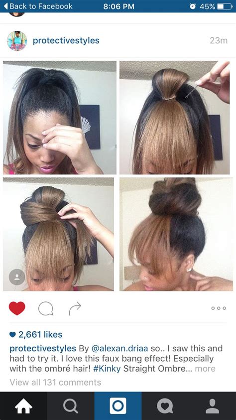 Faux bangs | High ponytail hairstyles, Hair ponytail styles, Hairstyles with bangs