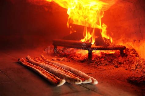 Turkish Pide is Cooked in a Wood-fired Oven Stock Image - Image of ...