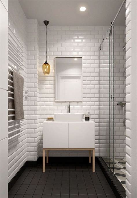 A Midcentury Inspired Apartment with Scandinavian Tendencies Small Bathroom Tiles, Subway Tiles ...