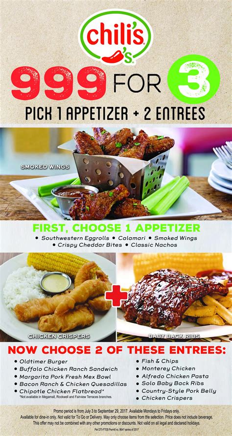 Printable Chili's Menu