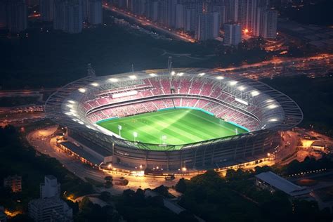 An Aerial View Of A Stadium At Night Background, Architecture, High Resolution, Domestic ...