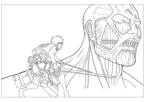 Eren vs the monster Coloring Page - Free Printable Coloring Pages