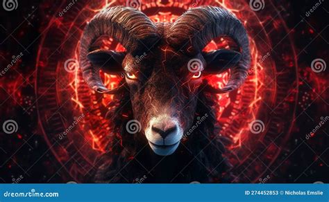 Fiery Aries Ram Symbol Ai Generated Stock Illustration - Illustration ...