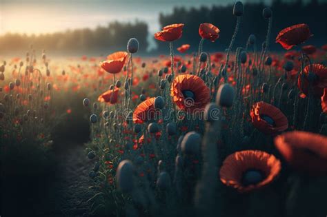 Remembrance Day, Poppy Field Created with Generative AI Technology ...