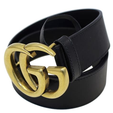 GUCCI Double G Buckle Black Leather Belt 400593-US