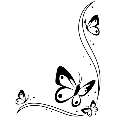 Corner Border Design Black And White Butterfly