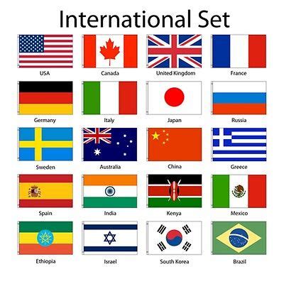 International 2x3 Flag Set of 20 Country Countries Polyester Flags ...