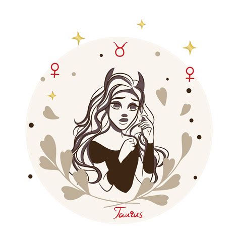 Cartoon style, Taurus girl, Zodiac sign, decoration, fashion 13223169 Vector Art at Vecteezy