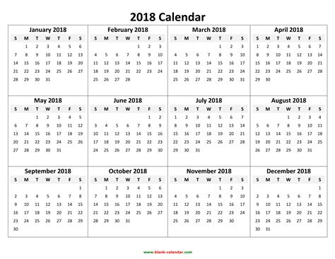 Yearly Calendar 2018 | Free Download and Print