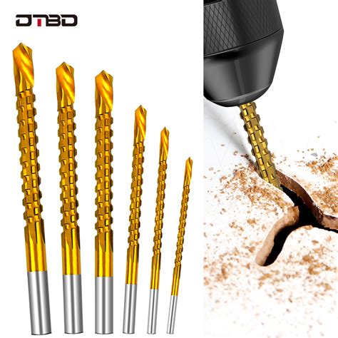 6pc Titanium HSS Drill Saw Bit Set Slot Cutting Wood Metal 3-8mm Hole Cutting saw drill carbide ...