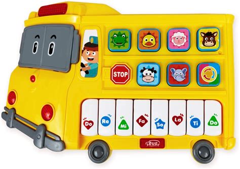 Amazon.com: Learning School Bus Toy w/ Lights and Music – 8 Musical Note Piano Keys, 6 Animal ...