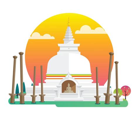 Thuparamaya Buddhist temple, Sri Lanka Landmarks , vector illustration 4275063 Vector Art at ...