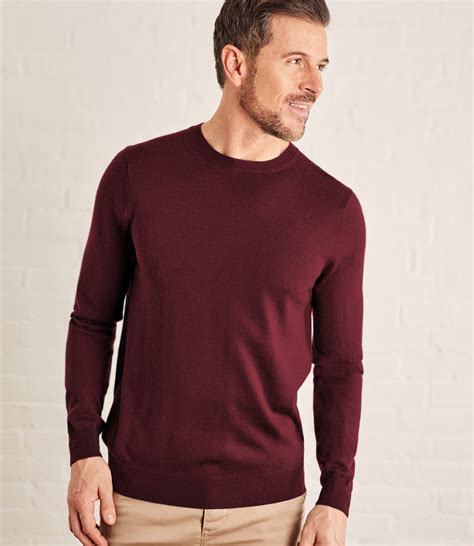 Burgundy | Mens Luxurious Merino Crew Neck Jumper | WoolOvers AU