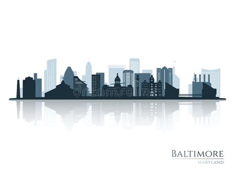 Baltimore Skyline Silhouette with Reflection. Stock Vector ...