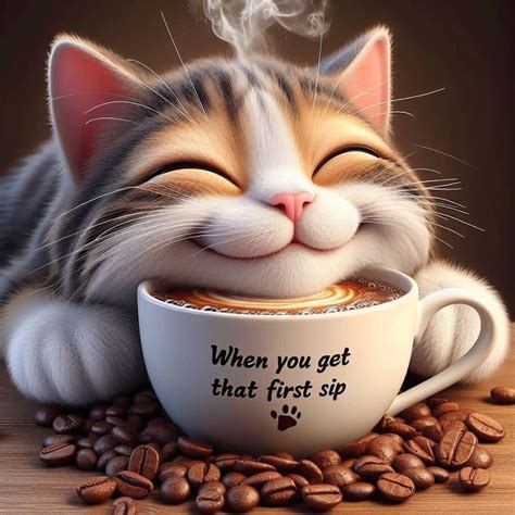 When you get that first sip in 2024 | Good morning cat, Morning coffee ...