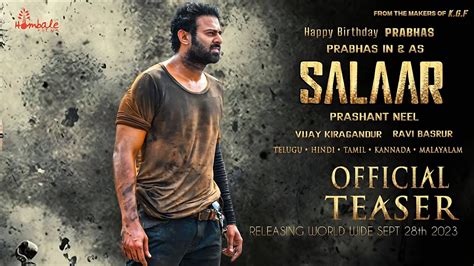 SALAAR - Prabhas Intro First Look Teaser|Salaar Official Teaser|Prabhas|Shruthi Haasan ...