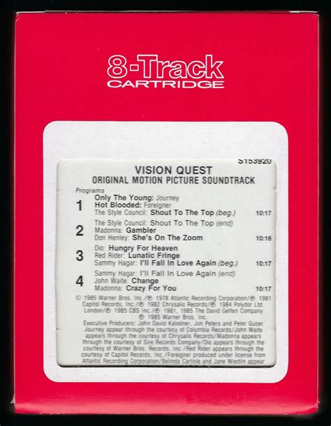 Vision Quest - Motion Picture Soundtrack 1985 RCA T9 8-TRACK TAPE