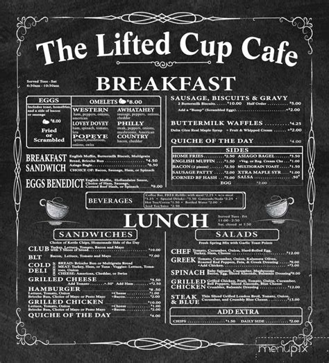 Menu of The Lifted Cup Cafe in Barneveld, NY 13304