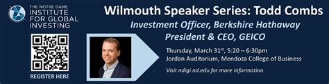 Wilmouth Speaker Series: Todd Combs // Events // Notre Dame Institute ...