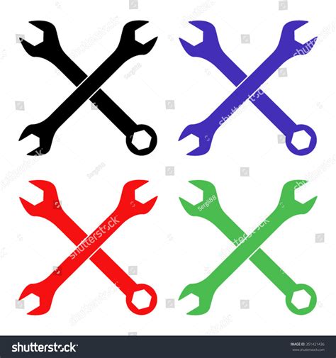 Crossed Wrenches Vector Icon Colored Set Stock Vector 351421436 - Shutterstock