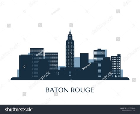 Baton Rouge Skyline Monochrome Silhouette Vector Stock Vector (Royalty Free) 1593754960 ...