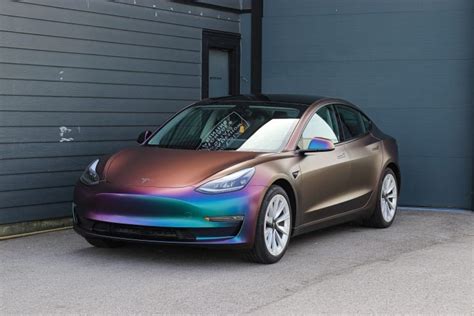 Tesla Model 3 car wrap Chameleon Wrap | Vancouver