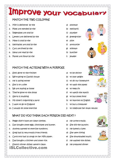 Esl Vocabulary Lists And Exercises