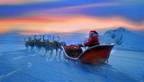 Download Snow Reindeer Sleigh Santa Holiday Christmas HD Wallpaper