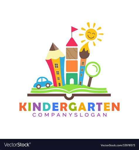 Town mascot kindergarten logo Royalty Free Vector Image