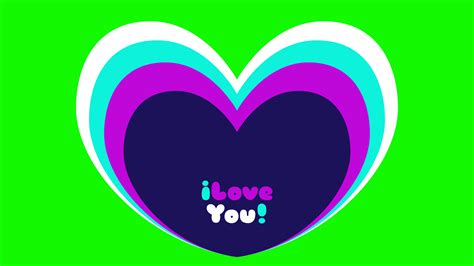 Animated popup i love you text in retro color with greenscreen ...