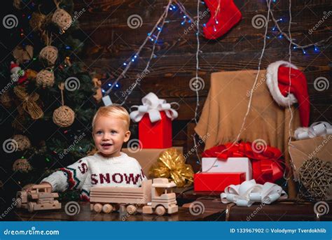 The Morning before Xmas. Winter Kids. Cute Little Kids Celebrating Christmas Stock Photo - Image ...