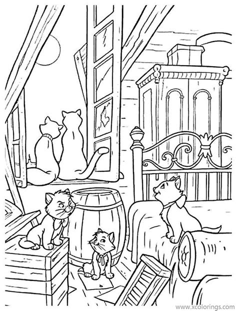 Aristocats Coloring Pages Kittens Are Playing - XColorings.com