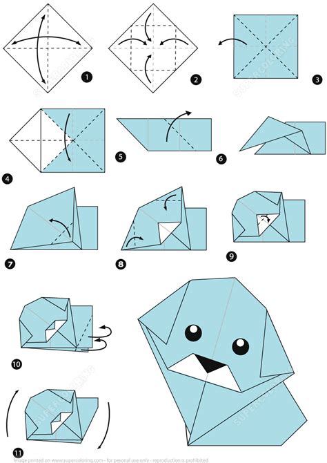 How to Make an Origami Dog Step by Step Instructions | Super Coloring | Easy origami animals ...