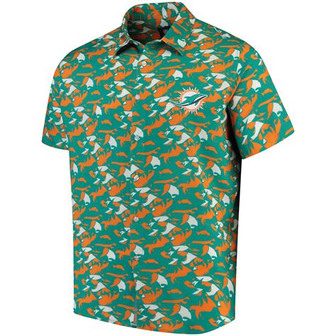 Men's Aqua/Orange Miami Dolphins NFLxFIT Quicksnap Woven Shirt