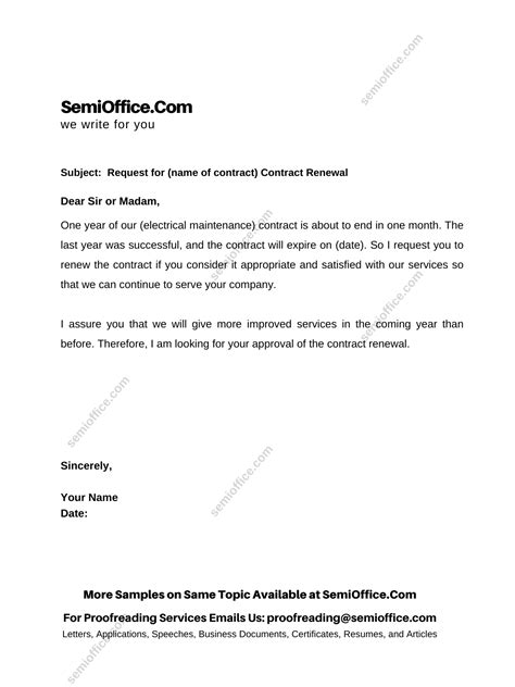 Application Letter for Contract Renewal to Company | SemiOffice.Com