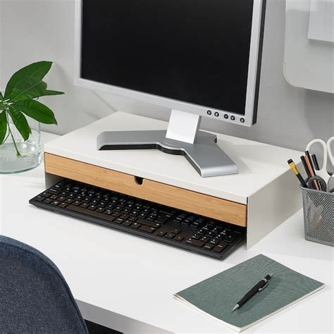 ELLOVEN monitor stand with drawer, white - IKEA