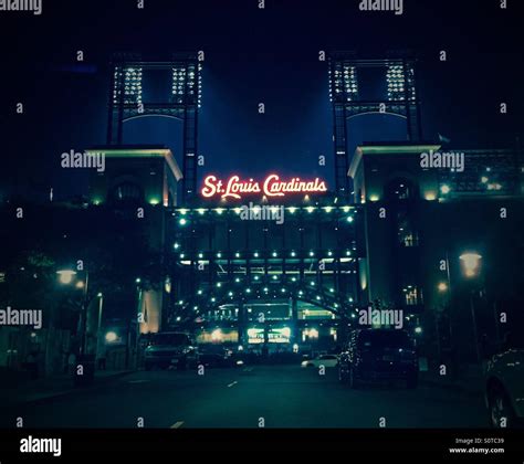 Busch Stadium, home of the St. Louis Cardinals, at night from the street Stock Photo - Alamy