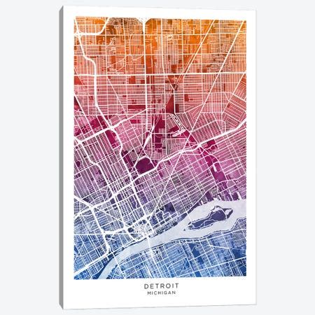 Detroit Skyline City Map Canvas Art by WallDecorAddict | iCanvas