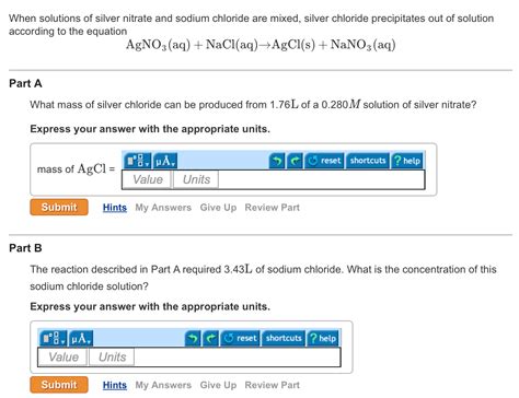 Solved When solutions of silver nitrate and sodium chloride | Chegg.com