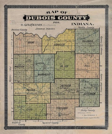 1898 Map of Dubois County Indiana - Etsy