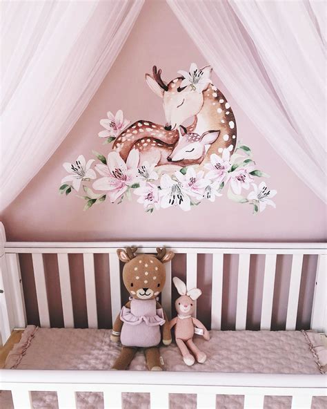 Deer theme nursery | Woodland baby girl room, Baby girl nursery decor, Baby girl nursery woodland