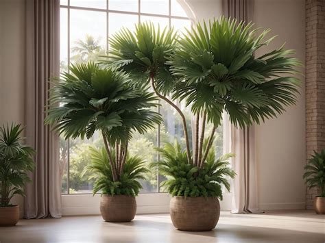 Premium AI Image | Indoor pot fan palm trees as classic houseplants