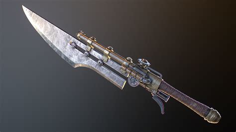 Gunblade steampunk 3D model VR / AR ready | CGTrader