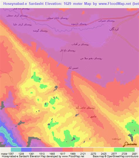 Elevation of Hoseynabad-e Sardasht,Iran Elevation Map, Topography, Contour