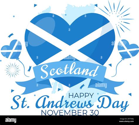 Happy St Andrew Day Vector Illustration on 30 November with Scotland Flag in National Holiday ...